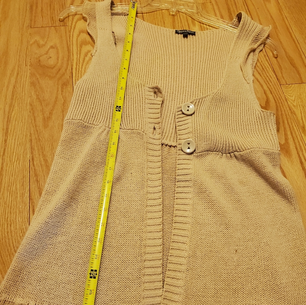 Sleeveless knit long Cardigan Vest